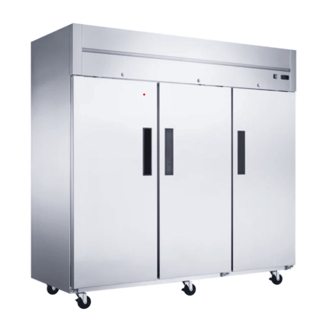 DUKERS D83AF 3-Door Commercial Freezer – 66.21 cu. ft. Stainless Steel Reach-In Freezer with Digital Controls & Auto Defrost