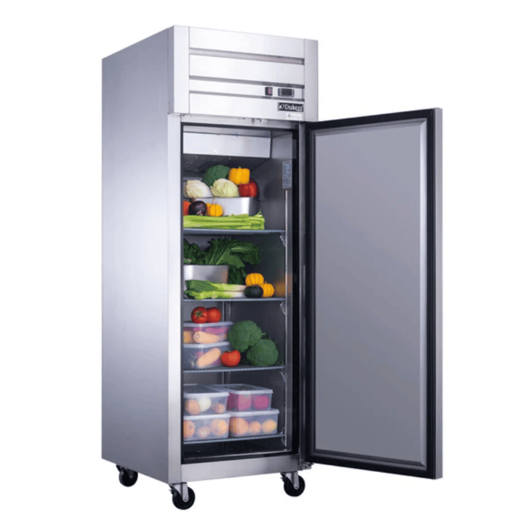 Dukers D28AR 27.5" Single Door Top Mount Commercial Refrigerator – Stainless Steel, 18.31 cu. ft., Digital Controls