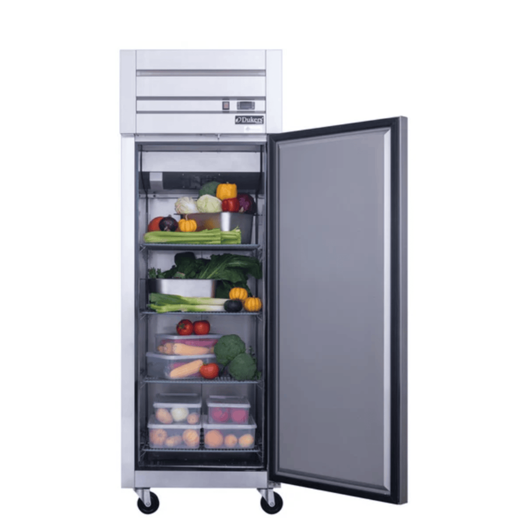 Dukers D28AR 27.5" Single Door Top Mount Commercial Refrigerator – Stainless Steel, 18.31 cu. ft., Digital Controls