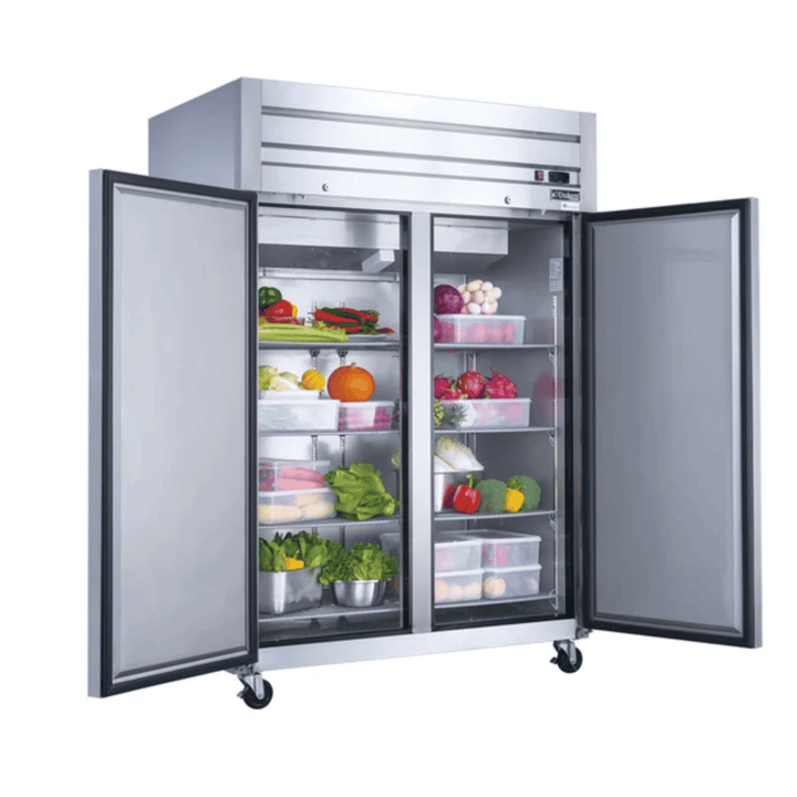 Dukers D55AR 55" Commercial 2-Door Top-Mount Reach-In Refrigerator – Stainless Steel, 47.74 Cu. Ft