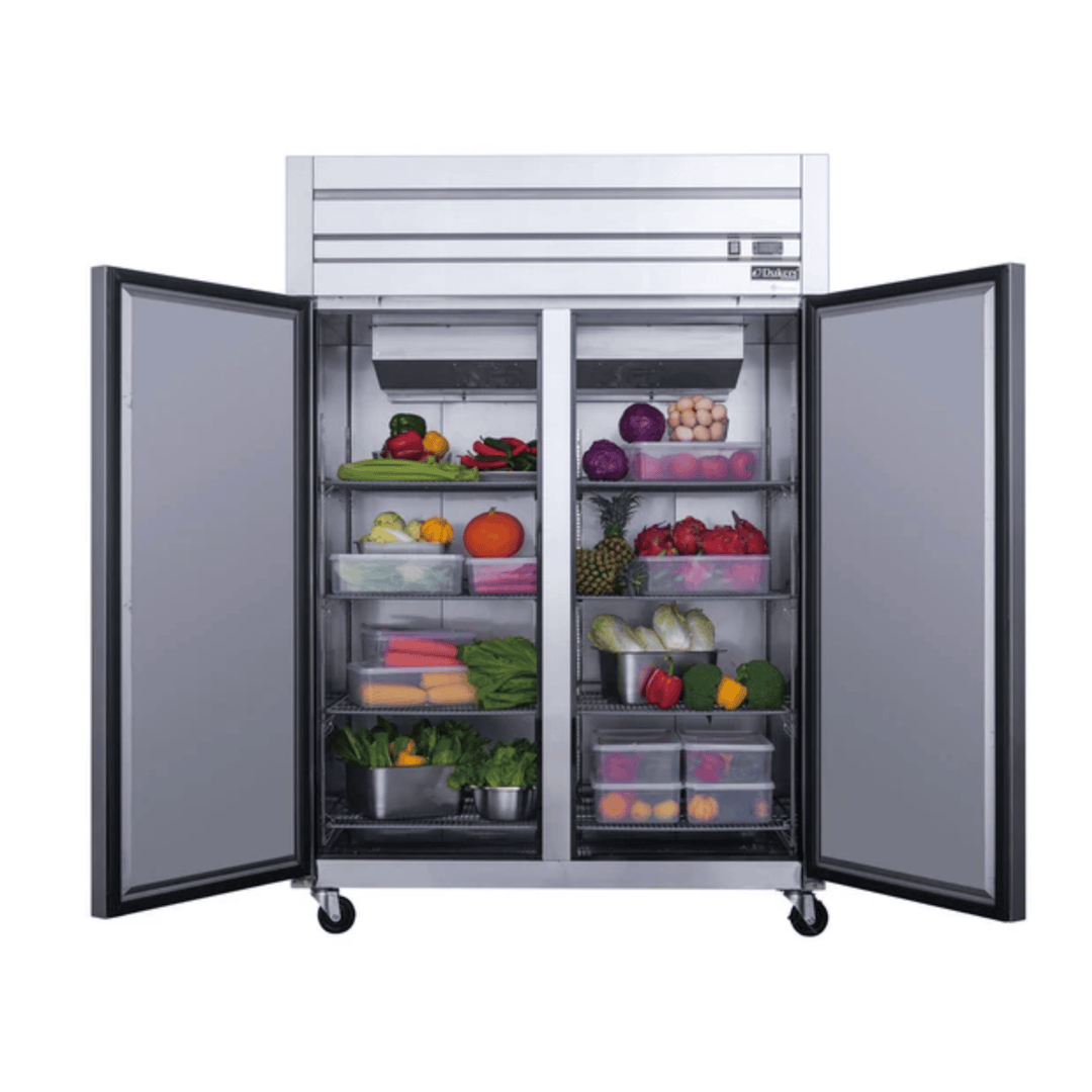 Dukers D55AR 55" Commercial 2-Door Top-Mount Reach-In Refrigerator – Stainless Steel, 47.74 Cu. Ft