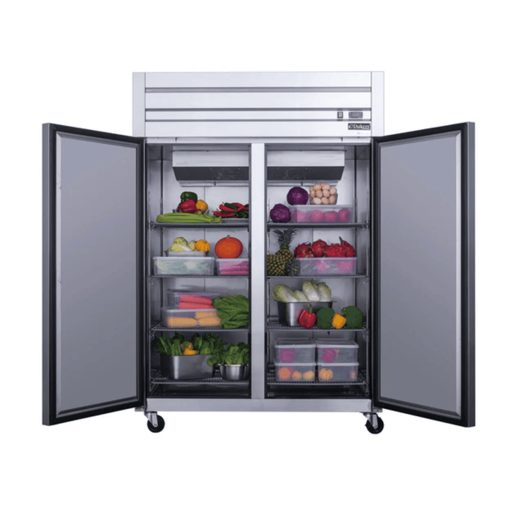 Dukers D55AR 55" Commercial 2-Door Top-Mount Reach-In Refrigerator – Stainless Steel, 47.74 Cu. Ft