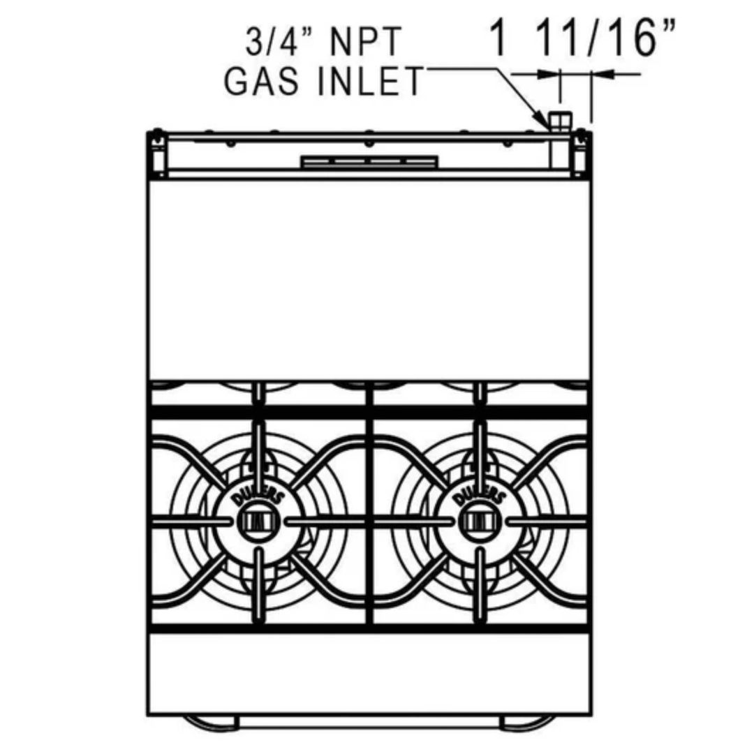 Dukers DCR24-4B 24" Commercial Gas Range with 4 Open Burners & Oven – Stainless Steel, NG/LPG Compatible