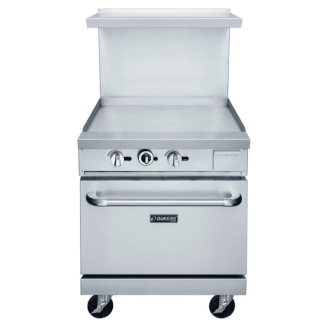 Dukers DCR24-GM 24" Commercial Gas Range with 24" Griddle & Oven – Stainless Steel, NG/LPG Compatible