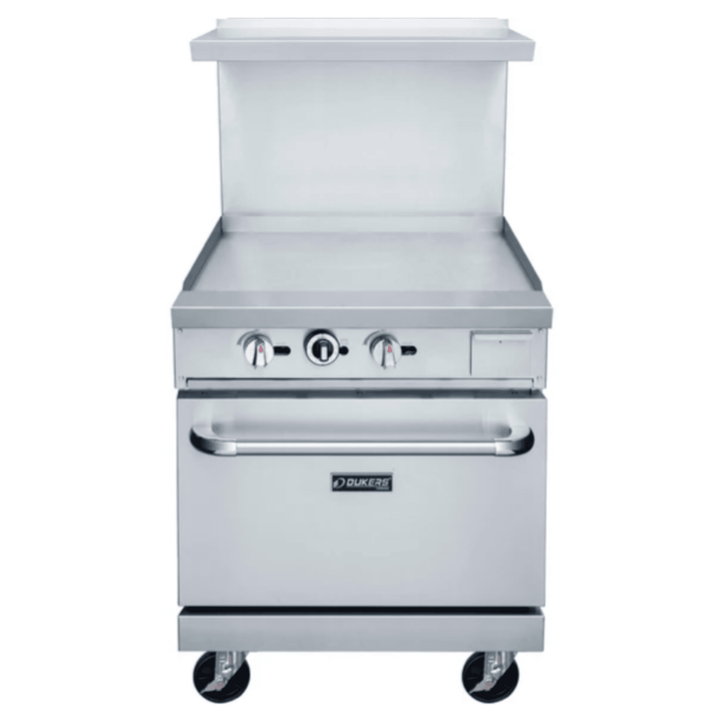 Dukers DCR24-GM 24" Commercial Gas Range with 24" Griddle & Oven – Stainless Steel, NG/LPG Compatible