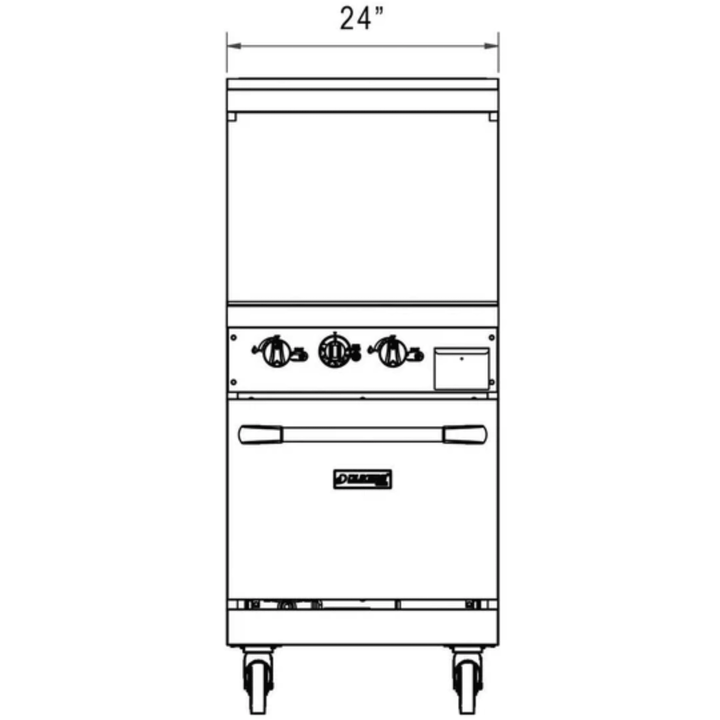Dukers DCR24-GM 24" Commercial Gas Range with 24" Griddle & Oven – Stainless Steel, NG/LPG Compatible