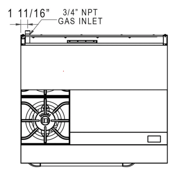 Dukers DCR36-2B24GM 24" Commercial Gas Range with 24" Griddle & Oven – Stainless Steel, NG/LPG Compatible