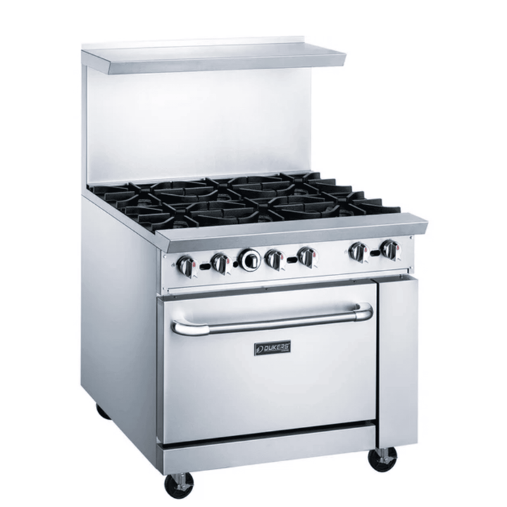 Dukers DCR36-6B 36" Commercial Gas Range with 6 Open Burners & Standard Oven – Stainless Steel