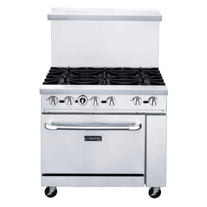 Dukers DCR36-6B 36" Commercial Gas Range with 6 Open Burners & Standard Oven – Stainless Steel