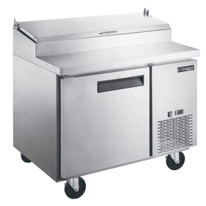 Dukers DPP44-6-S1 44” Commercial Pizza Prep Table Refrigerator – 1 Door, 6 Pan, Stainless Steel, Digital Controls