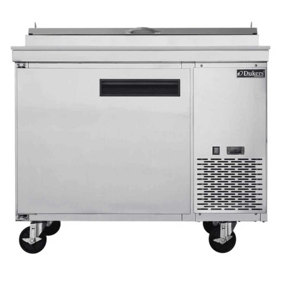 Dukers DPP44-6-S1 44” Commercial Pizza Prep Table Refrigerator – 1 Door, 6 Pan, Stainless Steel, Digital Controls