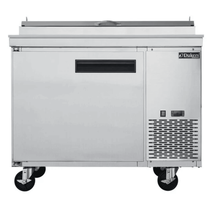Dukers DPP44-6-S1 44” Commercial Pizza Prep Table Refrigerator – 1 Door, 6 Pan, Stainless Steel, Digital Controls