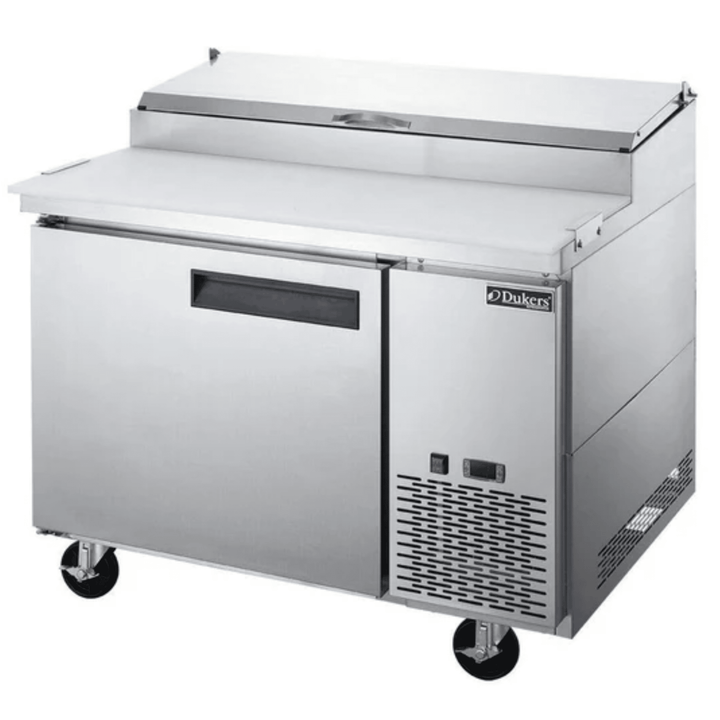 Dukers DPP44-6-S1 44” Commercial Pizza Prep Table Refrigerator – 1 Door, 6 Pan, Stainless Steel, Digital Controls