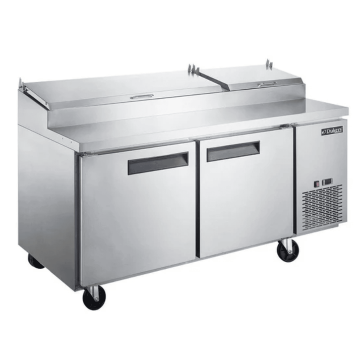 Dukers DPP70-9-S2 70" Commercial Pizza Prep Table Refrigerator – 2-Door, 9-Pan, Stainless Steel