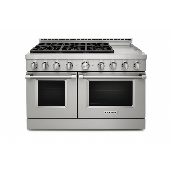 KitchenAid KFGC558JSS 48" Smart Gas Range | 6 Burners + Griddle