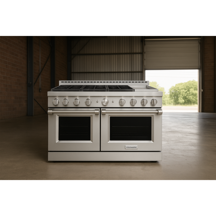 KitchenAid KFGC558JSS 48" Smart Gas Range | 6 Burners + Griddle