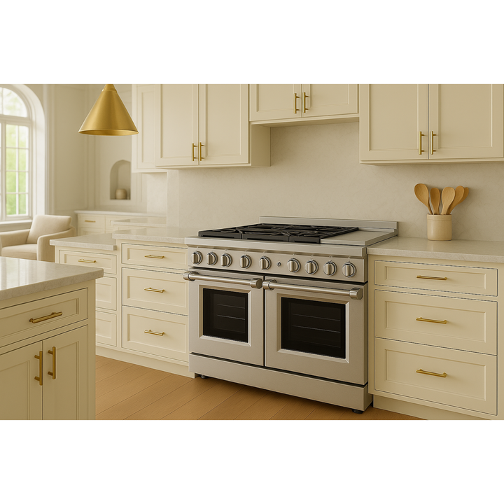 KitchenAid KFGC558JSS 48" Smart Gas Range | 6 Burners + Griddle