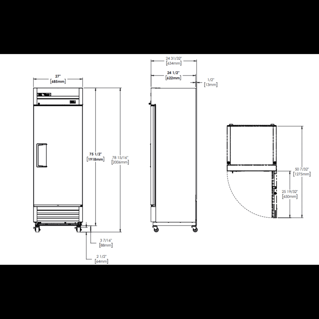 True T-19F-HC 27" Reach-In Freezer – Commercial, 1-Door