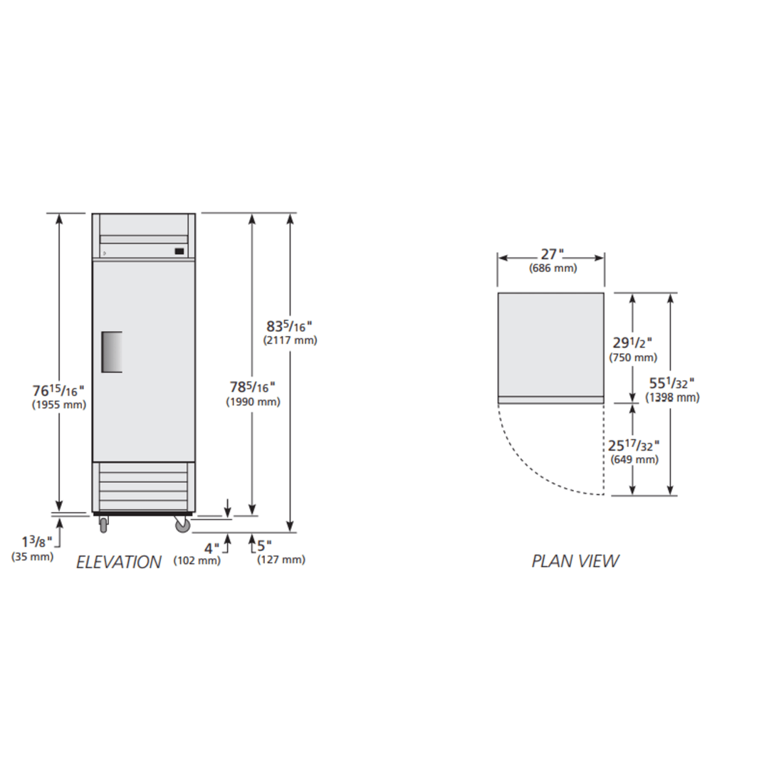 True T-23F-HC 27" Reach-In Freezer – Commercial, 1-Door