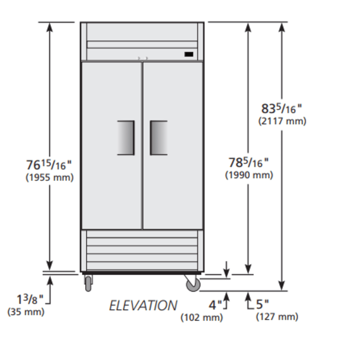 True T-35F-HC 40" Two-Door Reach-In Freezer – 115V