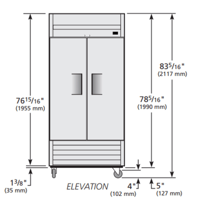 True T-35F-HC 40" Two-Door Reach-In Freezer – 115V